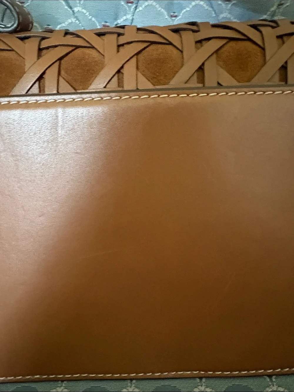 Tory Burch Brown Miller Leather Basketweave Shoulder Bag